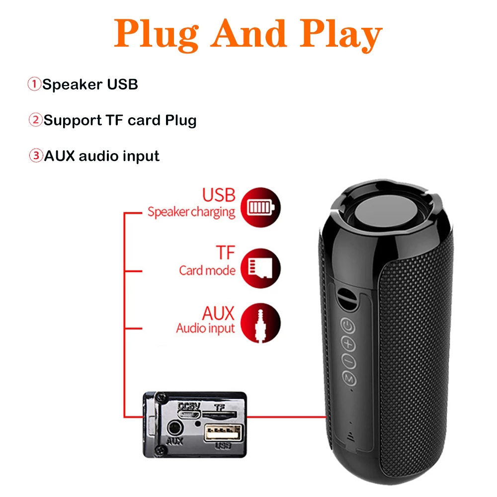 Portable Wireless Bluetooth Speaker Blutooth Music Sound Box For Caixa De Som Blootooth Subwoofer Radio FM Handfree Bass System