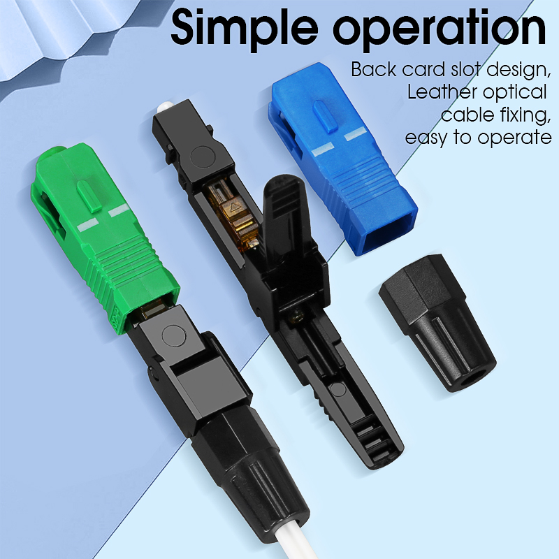 FTTH Optical Fiber Quick Connector Single Mode SCUPC/APC Leather Fiber Optic Cable Cold Splicing Fast Connector Assembly Tools