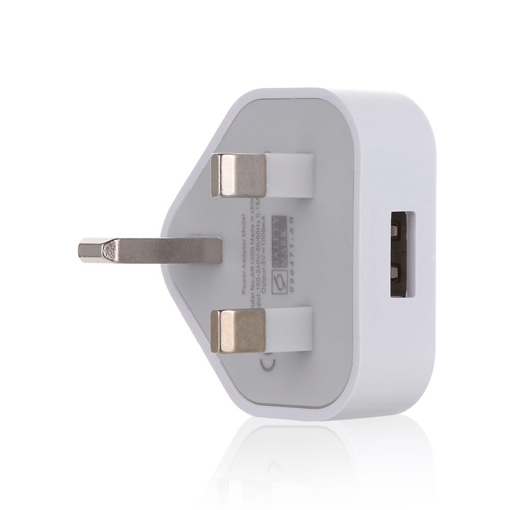 Office 1 Port USB 5V 1A 3 Pin Wall Charger UK Plug USB Charger Power Adapter white 2pcs