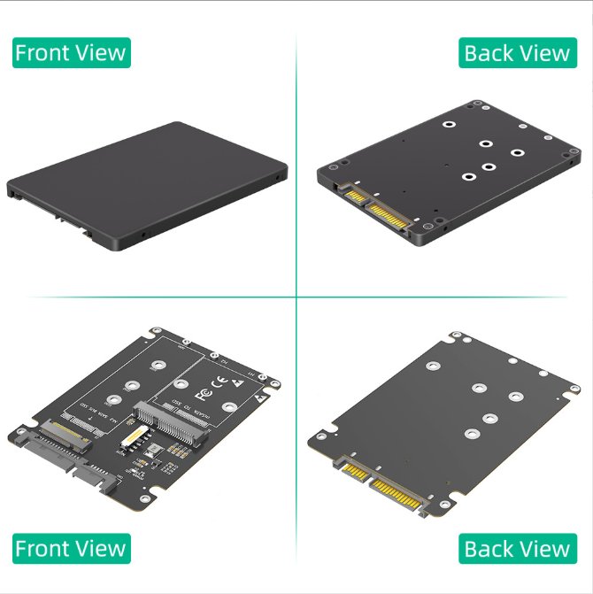 M.2 NGFF & mSATA to SATA  Dual Mode SSD Adapter Card, Built-in Switch for Protocol Switching, External Hard Drive Enclosure C
