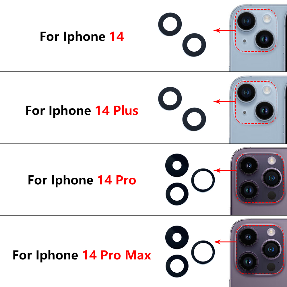 NEW Tested For IPhone 13 Pro Max 13mini 14 16 Plus 6s Camera Glass Lens Back Rear Camera Glass Lens with Glue Replacement Repair