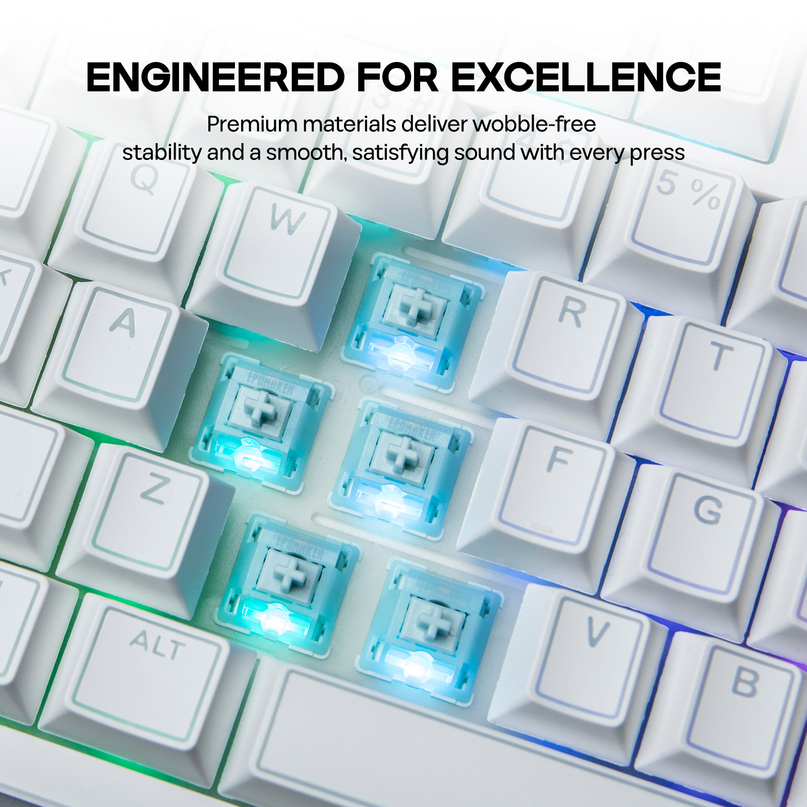 100 Pieces EPOMAKER Creamy Jade Linear Switch Set 5-Pin Pre-Lubed Switches with POK Stem Compatible with MX Structure Keycaps