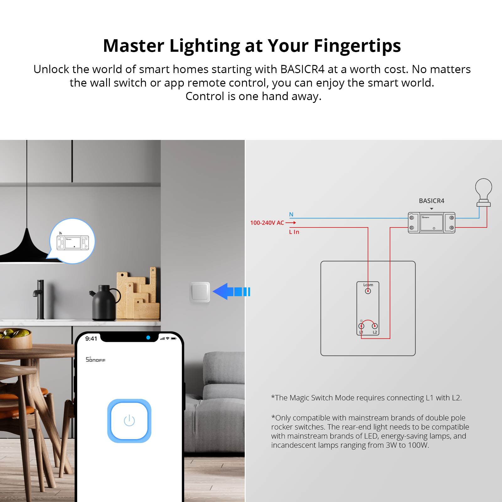 SONOFF BASICR4 Wifi Switch Smart Home Relay Light Switch Universal Breaker Timer EWeLink Remote Control Alexa Alice Google Home