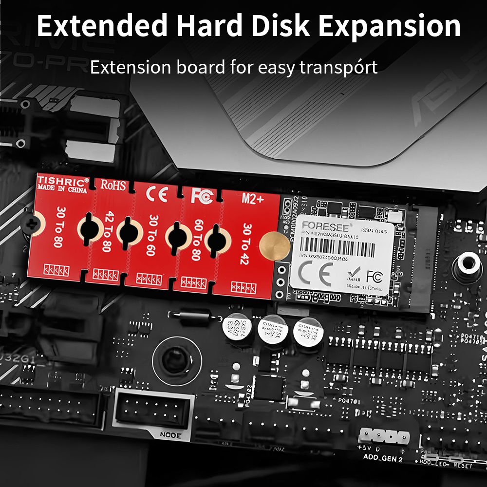 TISHRIC  M.2 SSD Extension Adapter M2 Solid-state Drive  2230 2242 2260 to 2280 Extension Bracket Card Riser Transfer Convert