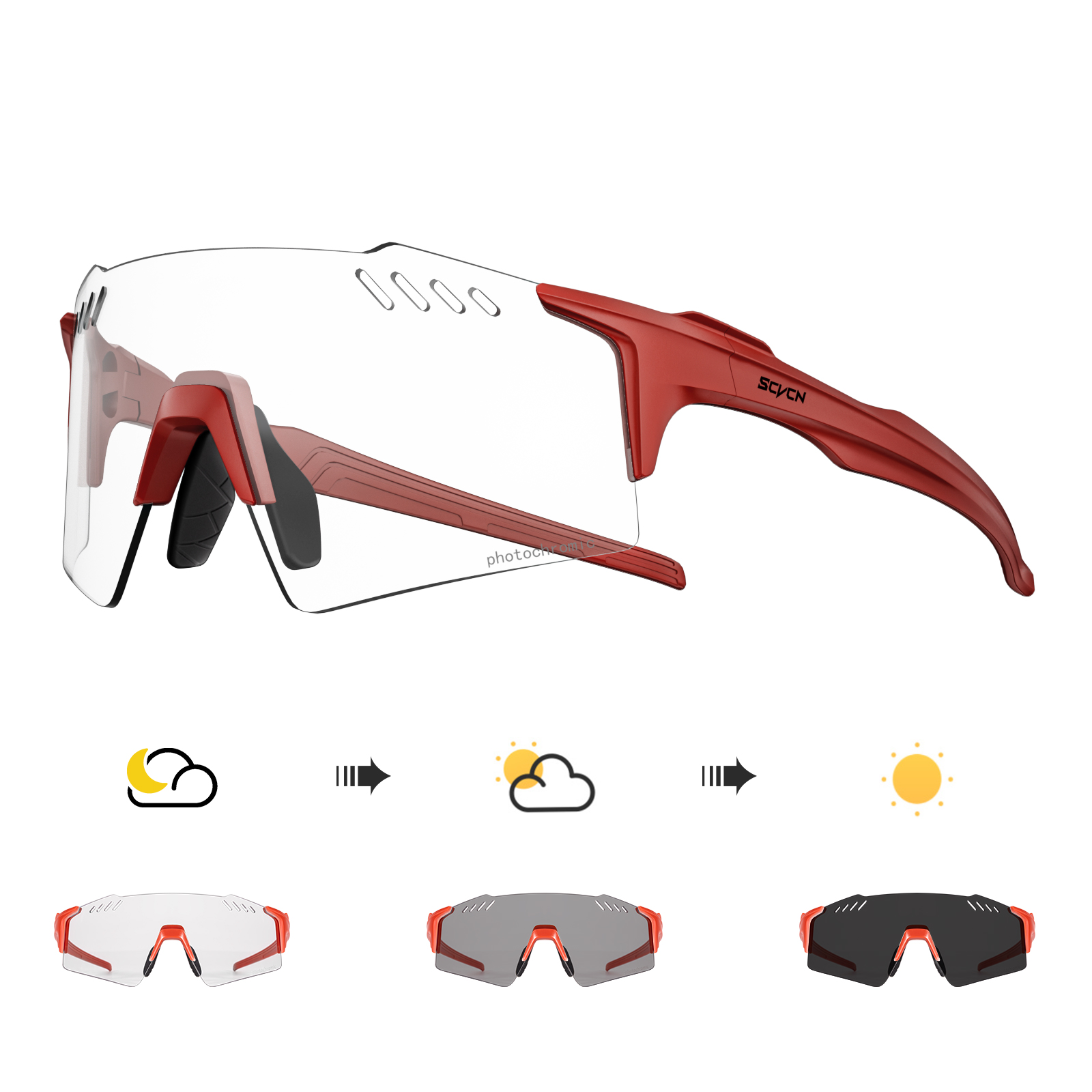 SCVCN Photochromic Cycling Glasses Outdoor Running Eyewaer Fashion Sports Bicycle Sunglasses MTB Road Bike Glasses BlackPhotochromic 09