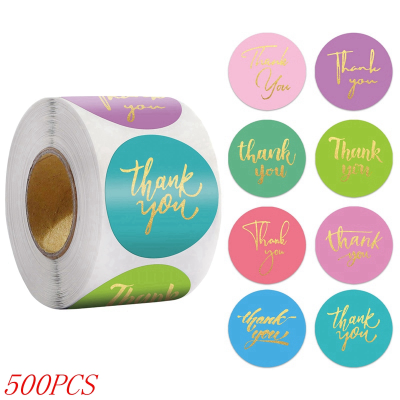 50-500pcs 1inch Blue Thank You Stickers For Envelope Sealing Labels Stationery Supplies Handmade Wedding Gift Decoration Sticker H0137 500pcs
