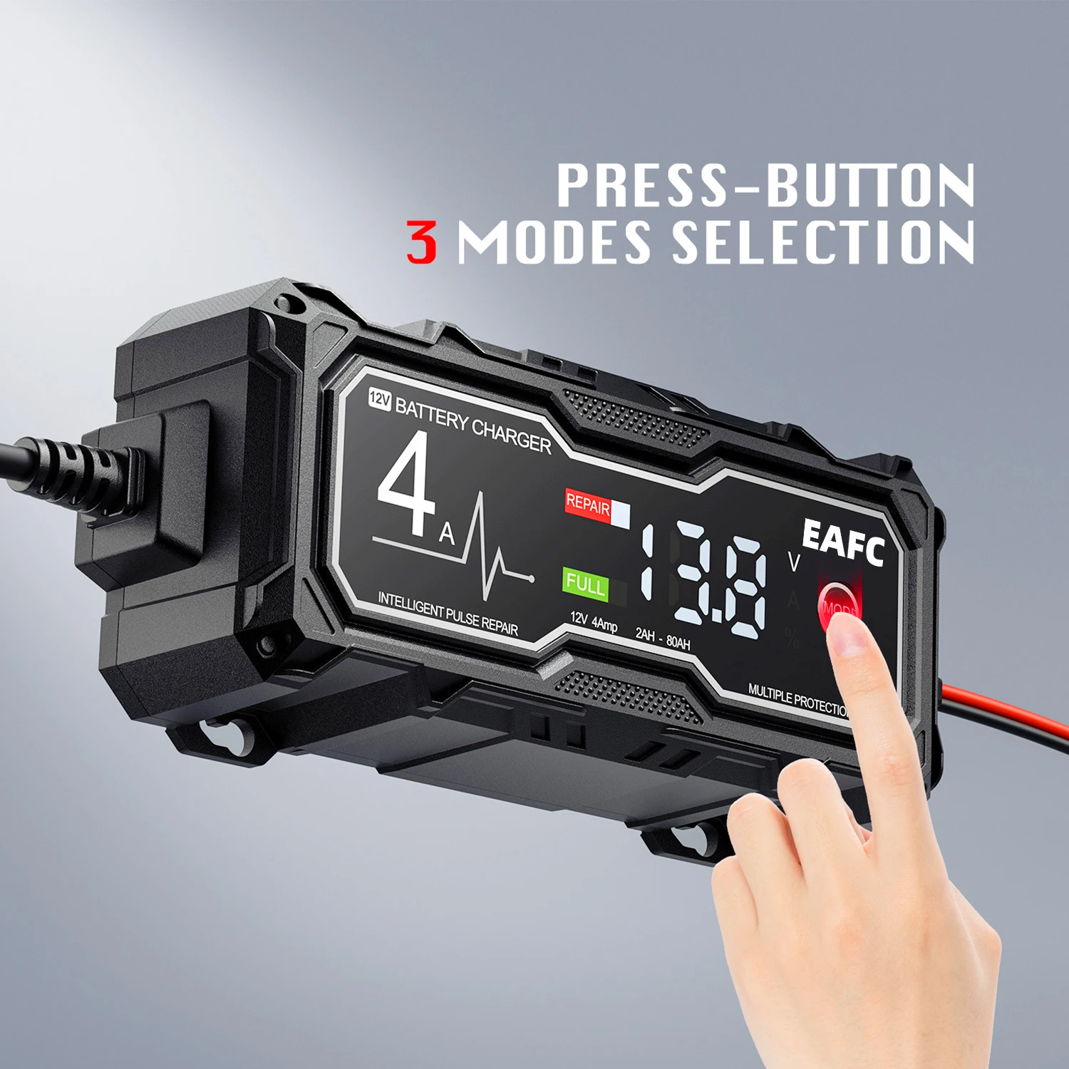 12V 4A Smart Car Battery Charger for Car Automatic Float Charger Motorcycle Lawn Mower Tractor Lead-acid AGM GEL Toy Battery