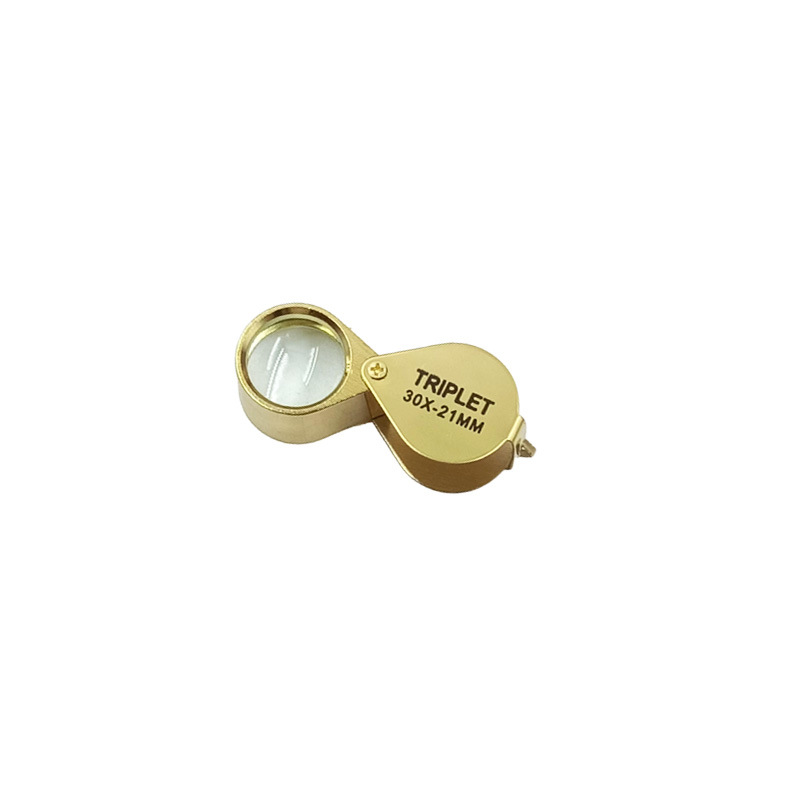 10-30X Gold Silver Folding Magnifying Glass Portable Boxed Loupe for Jewelry Identification Labels Reading Small Print Tool Gold 30X
