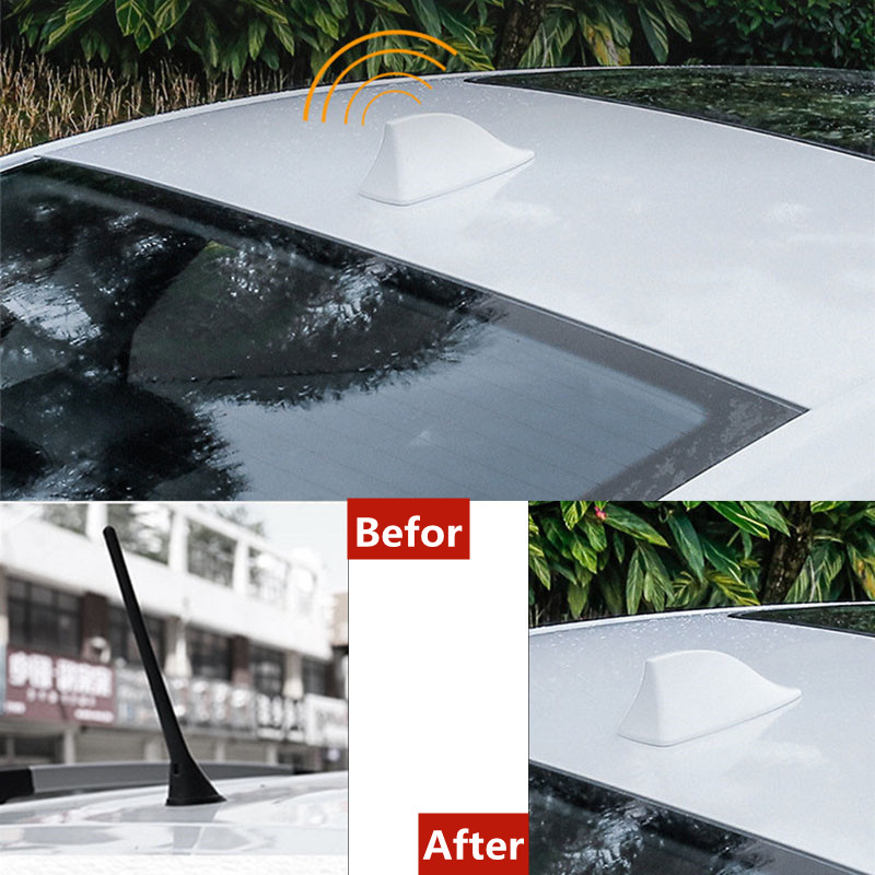 New Universal Carbon Fiber Look Car Roof Top Mount Shark Fin Aerial Antenna Toppers Auto Radio AM FM Antenna Signal Amplifie